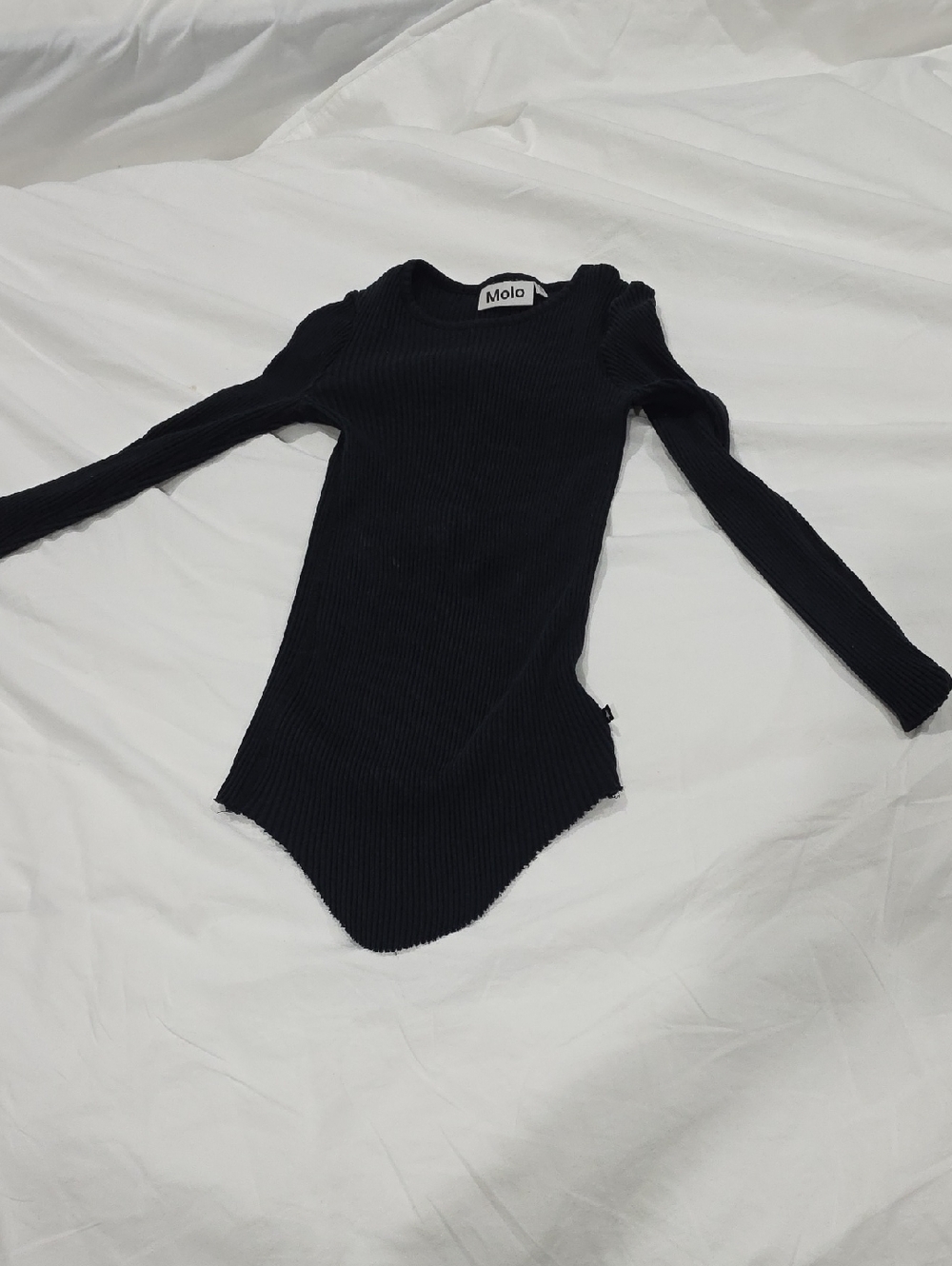 Molo Black Ribbed Long-Sleeve Scoop-Neck Shirt